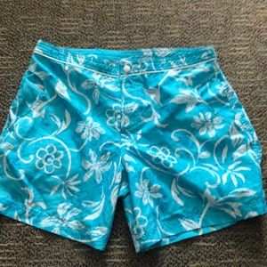 White Sierra Blue Floral Swim Shorts- Size 12